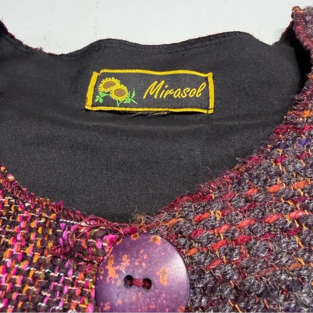 Vintage 90’s Tweed Patchwork Cardigan Jacket Women’s Medium Boho Spring Fall
